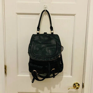 ALDO Black Faux Leather Backpack Book Bag